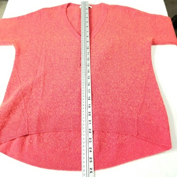 Madewell Women's Red Orange Wool Alpaca Blend Longsleeve V-neck Hi-Lo Sweater, S - Picture 6 of 10